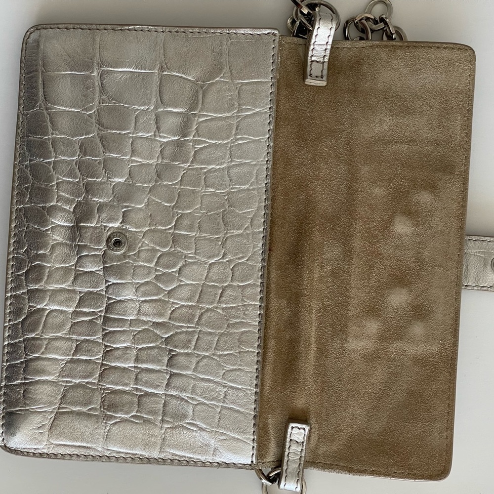 FURLA mini bag Authentic leather / shoulder bag gold Crocodile Pattern I… - Picture 11 of 16
